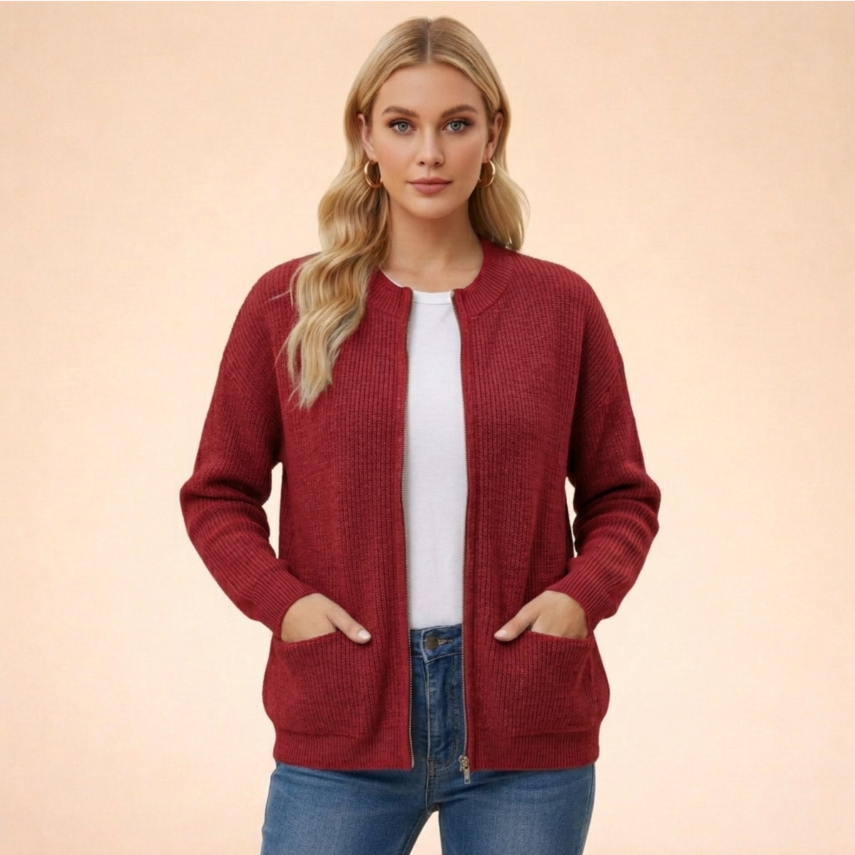 Women's Zip Front Knit Cardigan – view 8