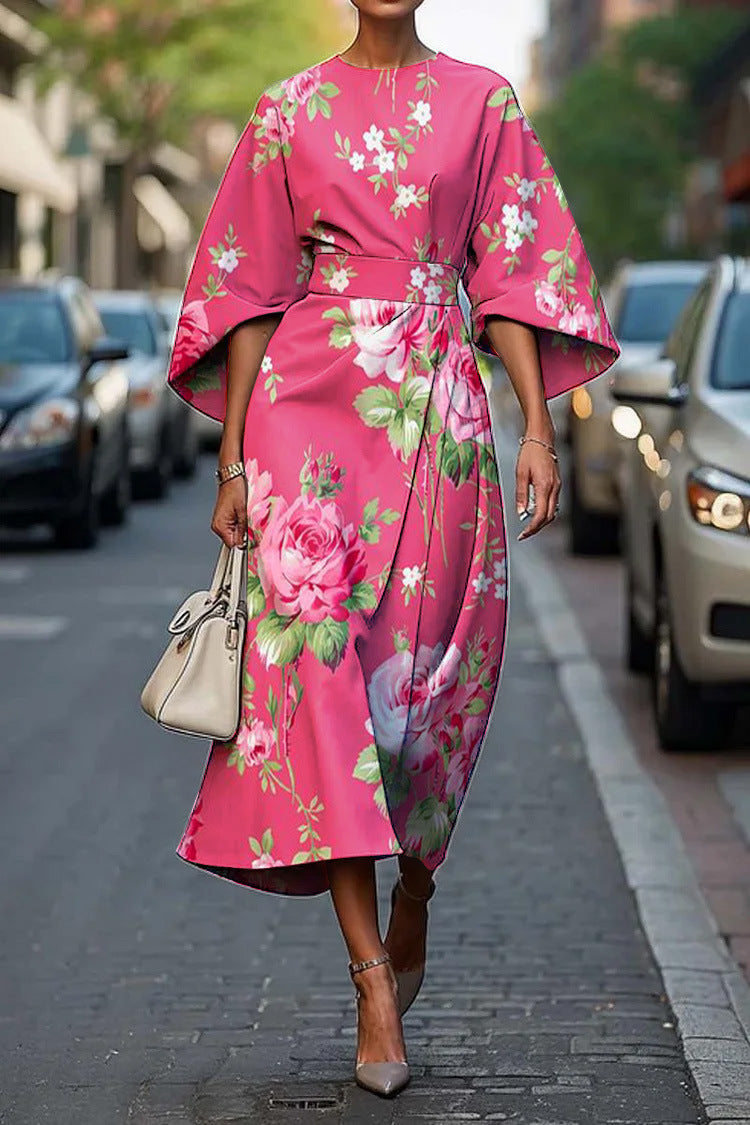 Zoraida - Stylish Batwing Sleeve Long Dress – view 10