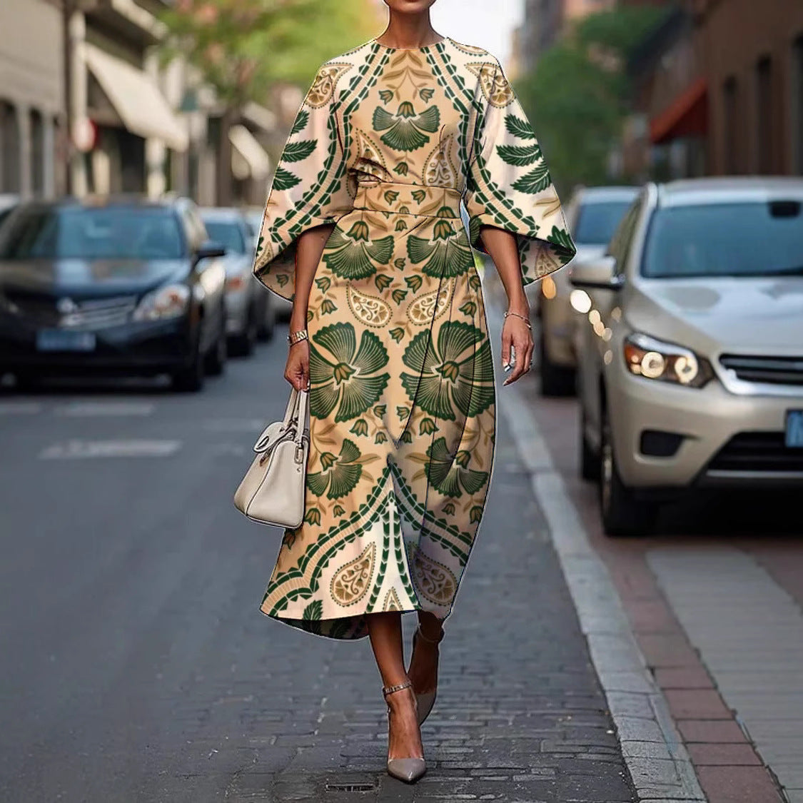 Zoraida - Stylish Batwing Sleeve Long Dress – view 2